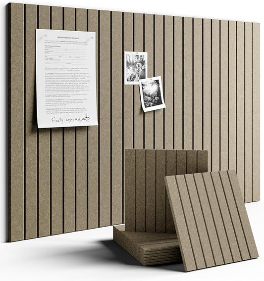 Large Felt Bulletin Board 36"x24" Cork Board Alternative - 6 Pack with 40 Safe Removable Adhesive Tabs, Cork Boards for Walls Cork Board for Home Office Classroom Pin Board-Earth Brown