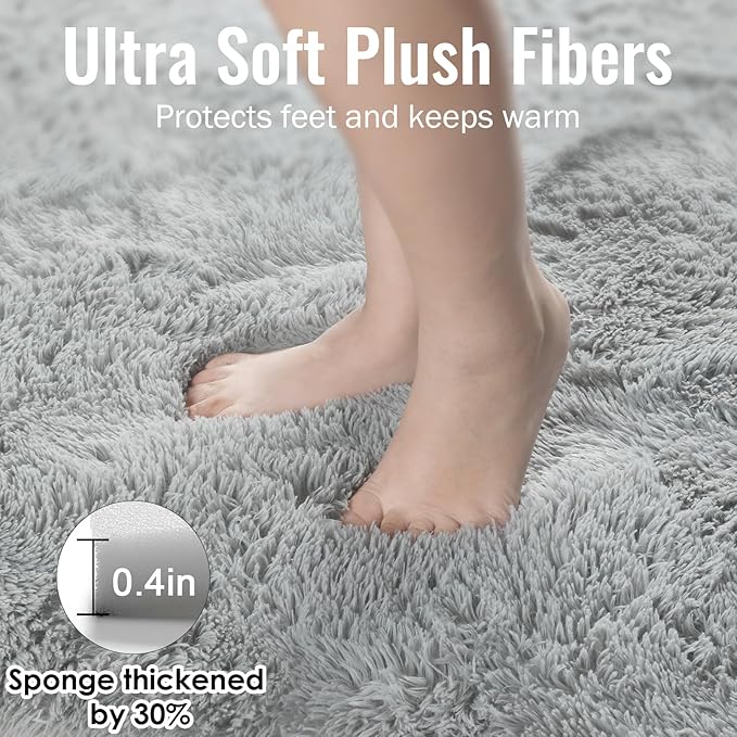 PAGISOFE Grey Runner Rugs for Hallway 2x6 Ft, Super Soft Fluffy Rug Home Decor Aesthetic, Fuzzy Plush Long Bedside Rugs, Plush Shag Carpet for Bedroom, Kids Room, Teen Dorm Nursery Room Decor
