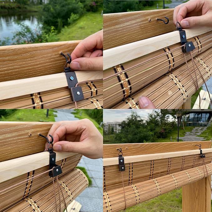 XIUXIU Bamboo Roller Shades Roman Shades for Window Roll Up Blinds for Home Light Filtering Indoor Outdoor Patio B 24"" Wx74 H, Colour B
