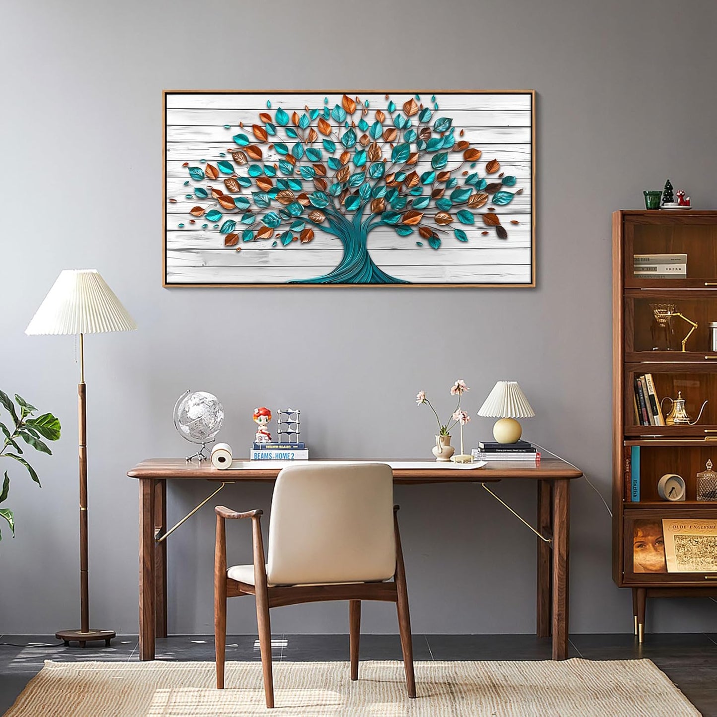 Mofutinpo Tree of Life Wall Art Living Room Framed Art Work for Wall Decor Canvas Painting, Green Office Pictures for Bedroom Wall Decor Kitchen Artwork Wall Prints 20×40IN
