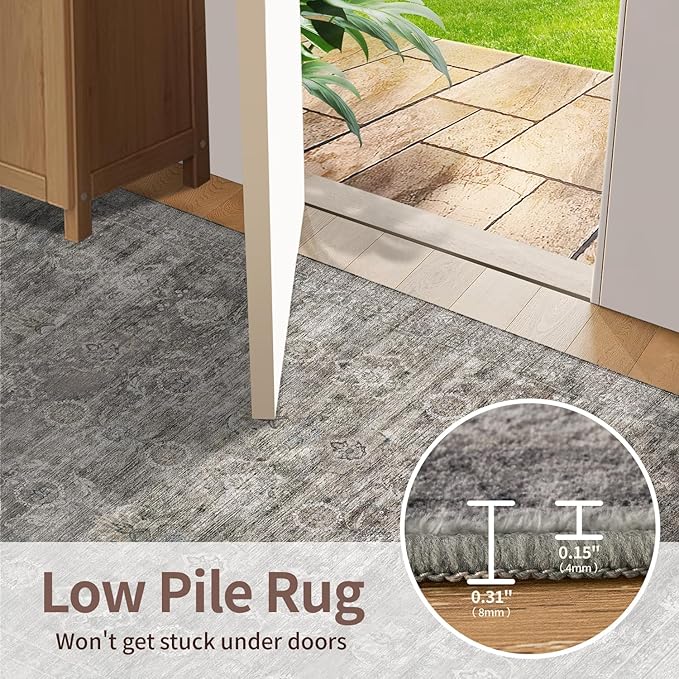 Rugxara Entryway Rug Door Mat, Washable Samll 2x3 Rug, Boho Grey Front Door Mat, Non Slip Area Rugs, Low Pile Throw Accent Entry Carpet for Indoor Entrance, Bathroom and Kitchen(Taupe/Grey 2x3ft)