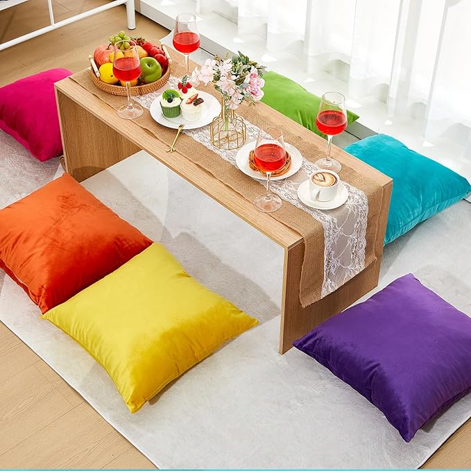 Berlune 6 Pcs Velvet Throw Pillow Covers 18" x 18" Decorative Cushion Cases Soft Pillowcase for Graduation Coquette Party Accessories Couch Sofa Bed Chair Home Decor, No Inserts (Colorful Color)