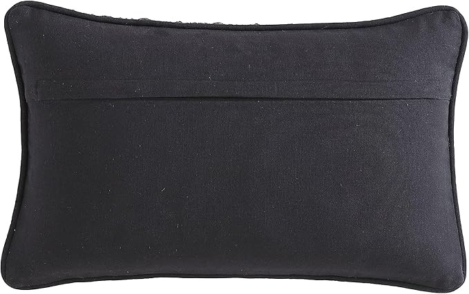 Boho Living Jada Premium Woven Design, Decorative Throw, Living Room Décor, (1) 12" x 20" Pillow Cover, Black
