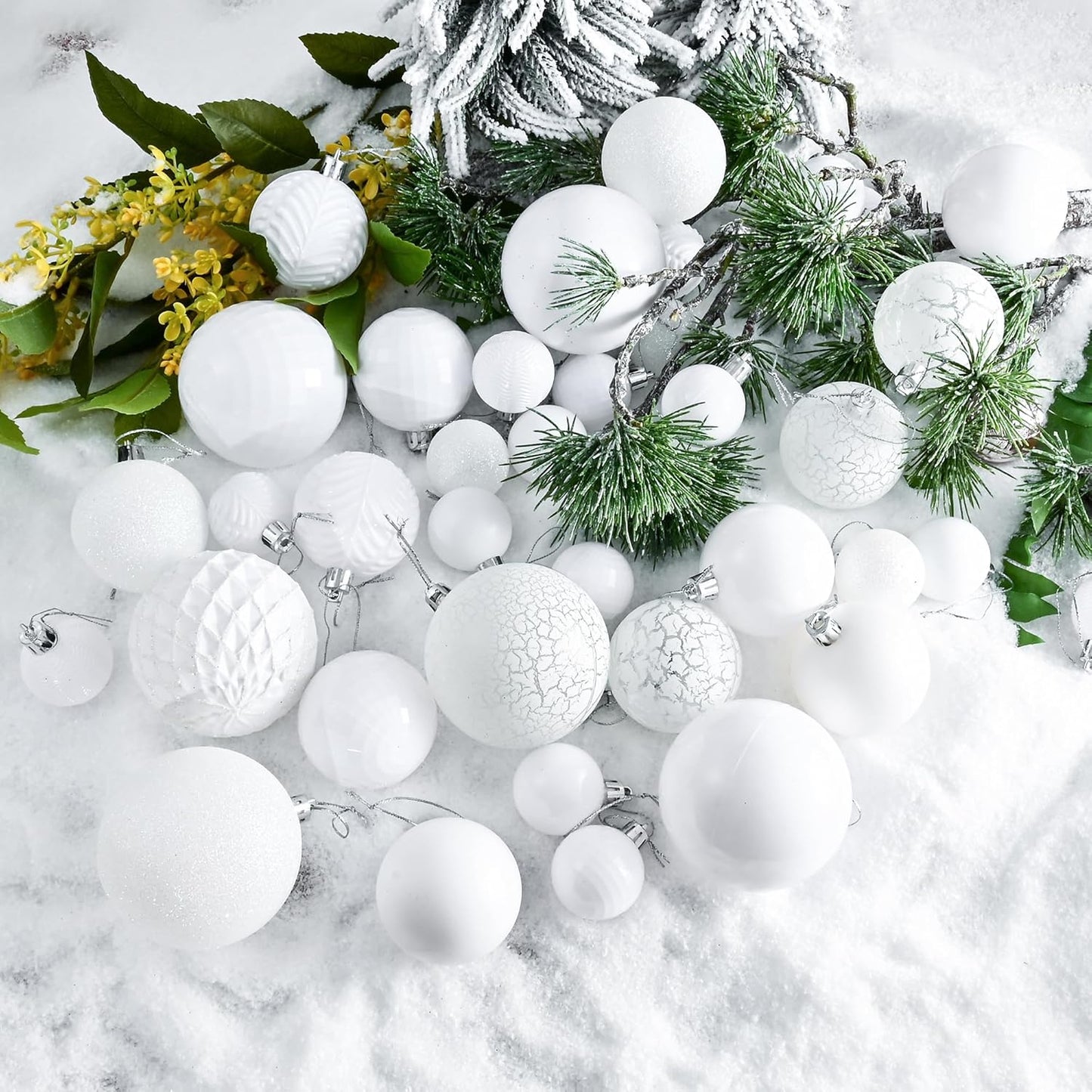 LANGXUN 36pcs White Christmas Tree Decorations Balls, Bolas De Navidad, 2025 Christmas Decor, Indoor Outdoor Shatterproof Christmas Ornaments, Xmars Party Wedding Suppiles