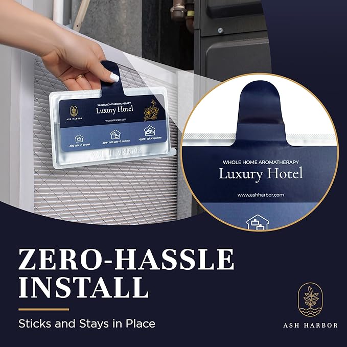 Ash Harbor Luxury Hotel Whole Home Air Freshener System - Whole House Air Freshener for HVAC Filter - Scented Filters for Home - HVAC Duct Odor Eliminator - Filter Fresh 6 Pack