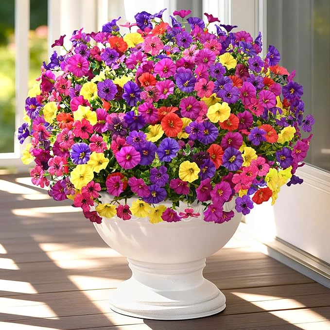 Yastouay Artificial Flowers for Outdoors, 22 Bundles UV Resistant Artificial Outdoor Flowers, Realistic Fake Outdoor Flowers Plant Faux Flowers for Outdoor Planters Front Porch Patio Window Box