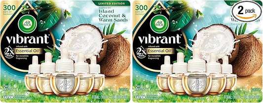 AIR WICK Scented Oil - Vibrant Refill Island Coconut & Warm Sands 5 ct. (Pack of 2)