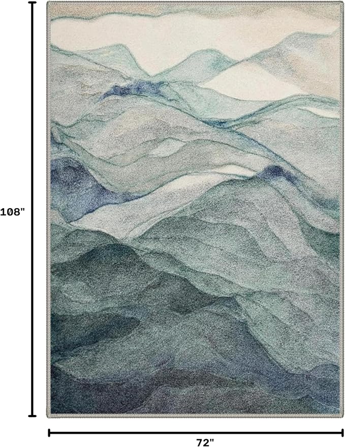BEIMO Area Rugs 6x9 for Living Room Bedroom, Modern Abstract Machine Washable Rug, Large Soft Low Pile Floor Carpet with Non Slip Backing for Dining Room, Dusty Teal