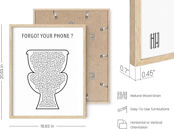 HAUS AND HUES Funny Bathroom Decor – Toilet Maze Wall Art, Humorous Bathroom Sign, Fun Wall Print for Guest Bath or Restroom (16x20, Beige Frame)