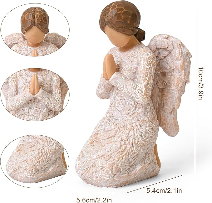 Praying Angel Figurines, Baptism Gift for Girls, First Communion Confirmation, Christian Religious Gifts for Women, Hand-Painted Sculpted Statue for Home Tabletop Decor