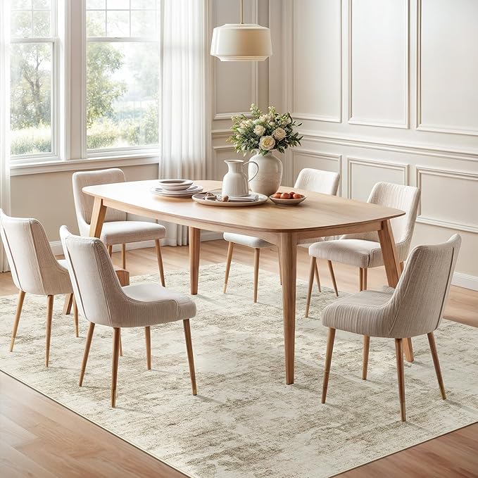 Soalmost 6x9 Abstract Area Rugs for Living Room 6 x 9 Washable Non Slip Low Pile Gray Rugs for Bedroom Dining Room Foldable Thin Beige Gray