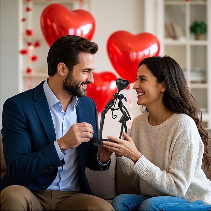 Kresecioo Kissing Couple Small Statue Cast Iron Sculpture Decor, Wedding Anniversary Romantic Gifts for Couple Women Men Wife Husband Girlfriend Boyfriend, Mothers Day Birthday Gifts for Wife