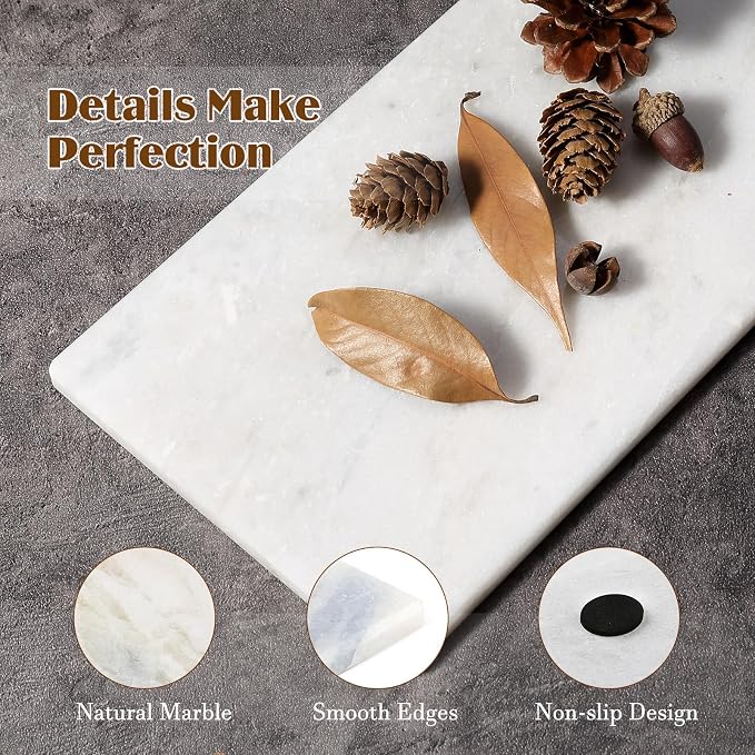 Marble Tray 12"x6", Small Natural Marble Board, Stone Slab for Bathroom Kitchen Counter Sink, Rectangular Candle Plate, Perfume Jewelry Trays(Namib Fantasy)
