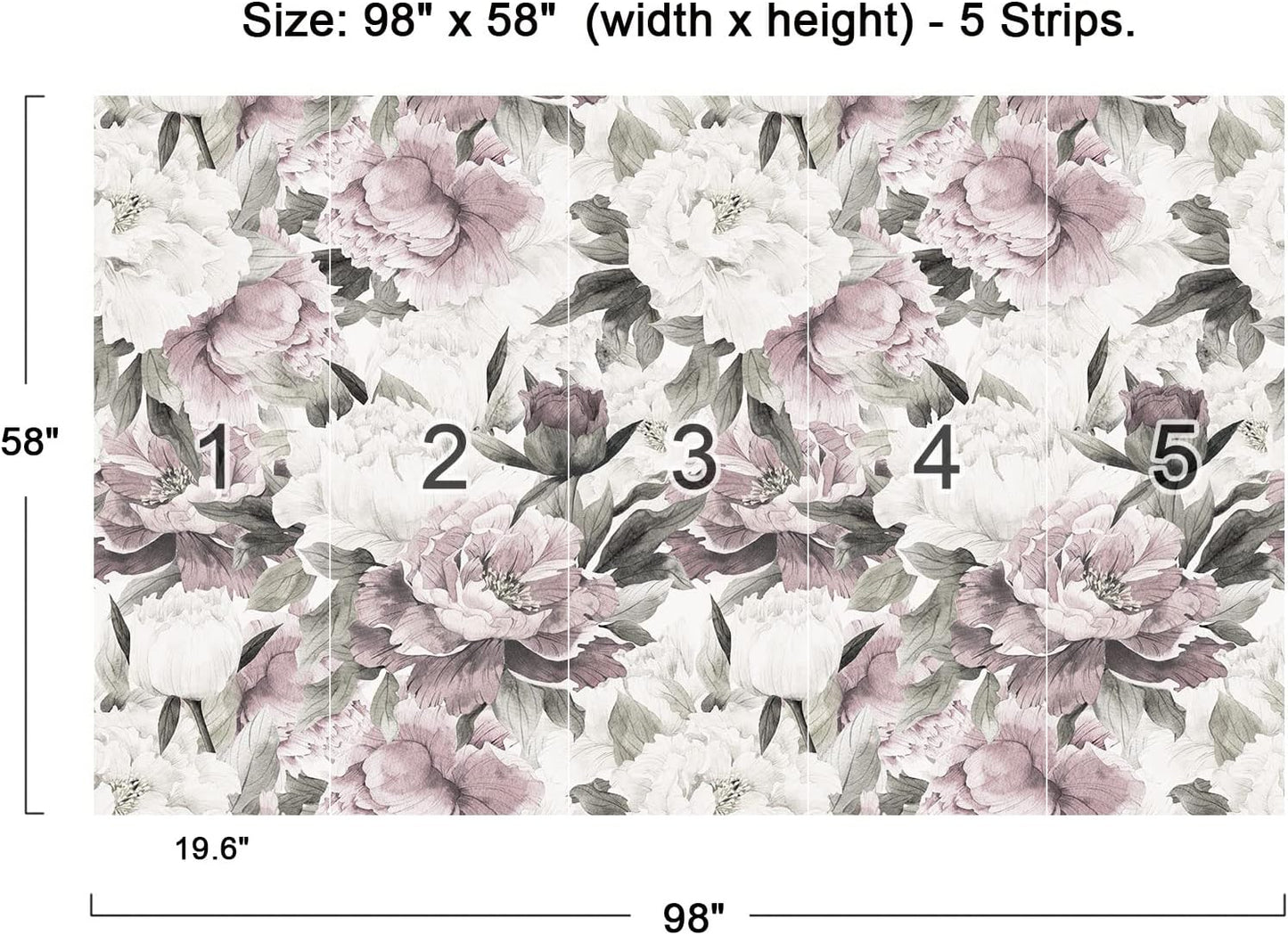Cliouar-Vintage Purple Pink Rose Bedroom Living Room Decor Wallpaper Mural Bedroom Living Room Decor Peel and Stick 98" x 58"