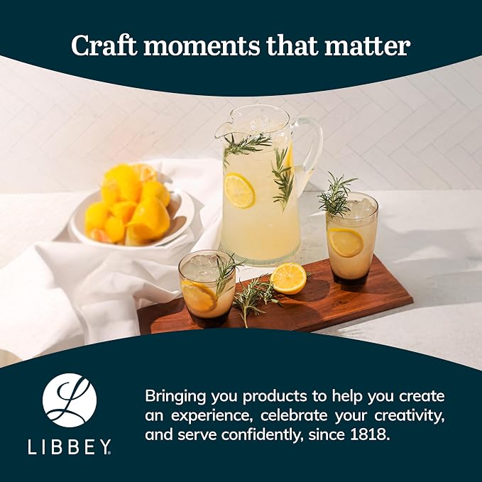 Libbey Impressions Large Glass Pitcher, 80 Oz, Clear, Tall Cocktail Pitcher, Modern Glass Pitchers with Handle for Lemonades, Iced Tea, Wine and More