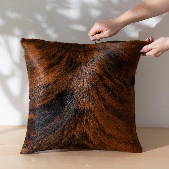 ecowhides 100% Genuine Brazilian Cowhide Pillow Cover – Luxury Leather Decorative Cushion for Rustic & Western Home Décor