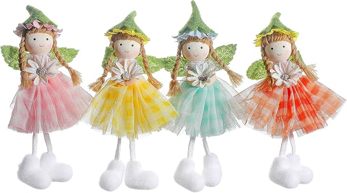 Eimilaly Four-Color Daisy Sprites Ornaments Spring Gnome for Home Decorations, Tomte Gnomes Set Ornaments for Garden or Rustic Theme Party Gnome Decor - 4PCS