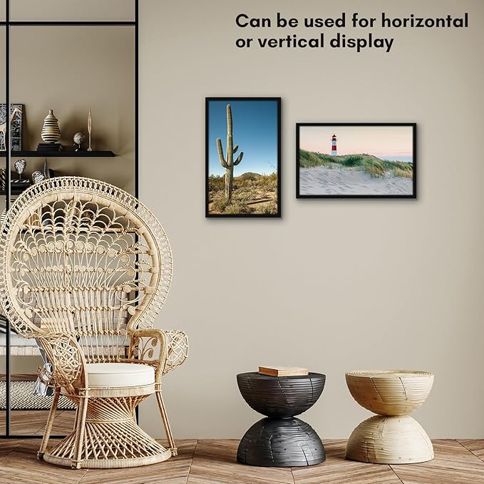 Americanflat 8.5x14 Picture Frame with Shatter-Resistant Glass - Streamline Collection - Thin Border Picture Frame for Wall Display - Hanging Hardware Included - Black