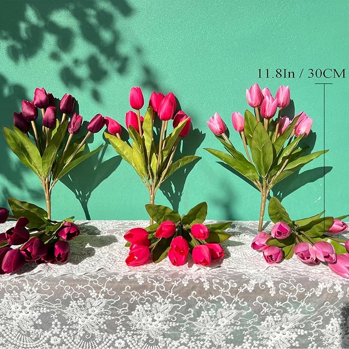 Artificial Fake Flowers Tulip for Outdoor Decoration,UV Resistant Faux Plastic Fabric Greenery Shrubs Plants Fake Flowers Hanging Planter Kitchen Home Garden Wedding Decor (Light Purple)