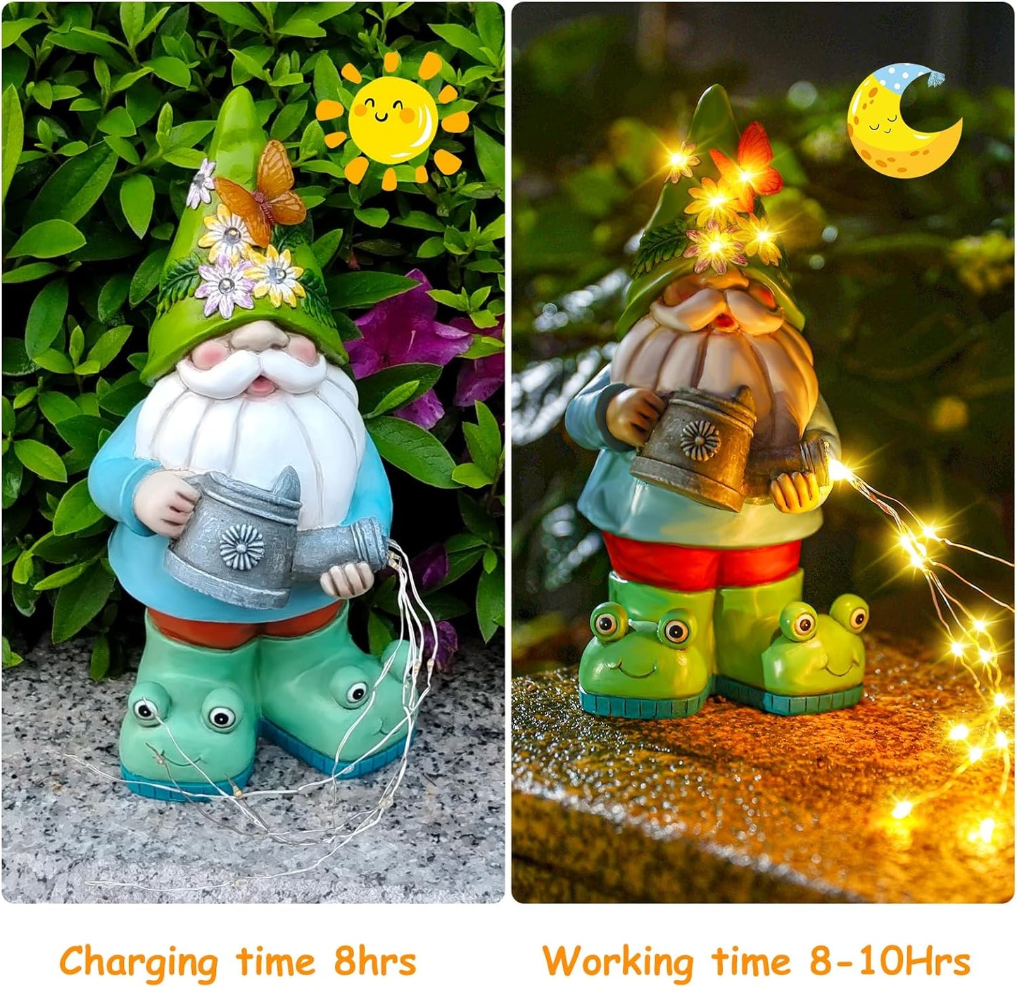 Solar Watering Can Gnome Light Waterproof - Funny Gnome Mother' s Day Gifts for Mom Women Solar Outdoor LED Lights Resin Large Garden Gnomes Statues Decor Lantern Figurines Decorations Indoor Porch