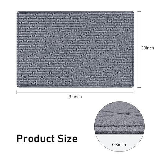 Stair Treads Non Slip Landing Rug for Wooden Steps Indoor, Peel and Stick Stair Treads Matching-Mat 20"X32" Landing Slip Resistant Stair Rugs for Kids and Dogs, Polyester Stair Landing Mat, Grey Blue