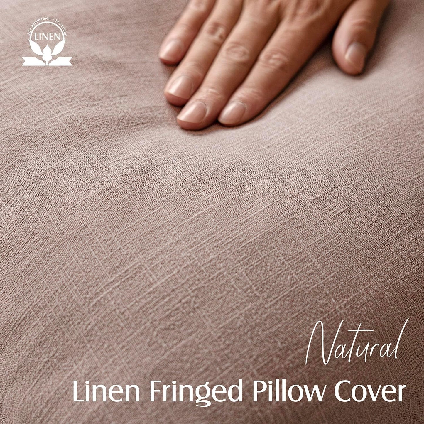 Foindtower Set of 2 Decorative Linen Fringe Lumbar Throw Pillow Covers Farmhouse Cushion Cover with Tassels Soft Accent Pillowcase for Couch Sofa Bed Living Room Home Decor,12×20 Inch,Dusty Pink