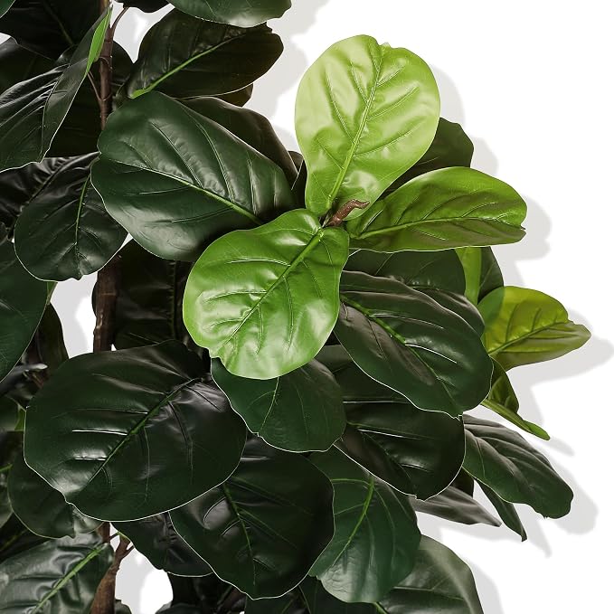 LYERSE Fiddle Leaf Fig Tree Artificial - 6ft Faux Fiddle Leaf Fig Tree with White Planter - Fig Tree Artificial with Lifelike Leaves for House Office Living Room Indoor Home Decor