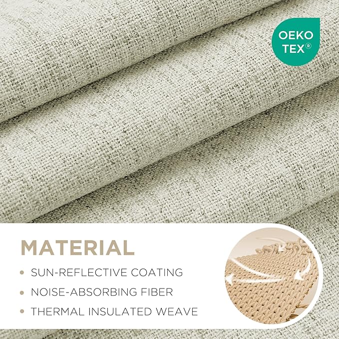 Joydeco Blackout Curtains for Bedroom - 100% Light Blocking 2 Panels Light Beige Drapes 42"W x 63"L, Thermal Insulated Room Darkening Curtains, Linen Textured for Living Room, Rod Pocket & Back Tabs