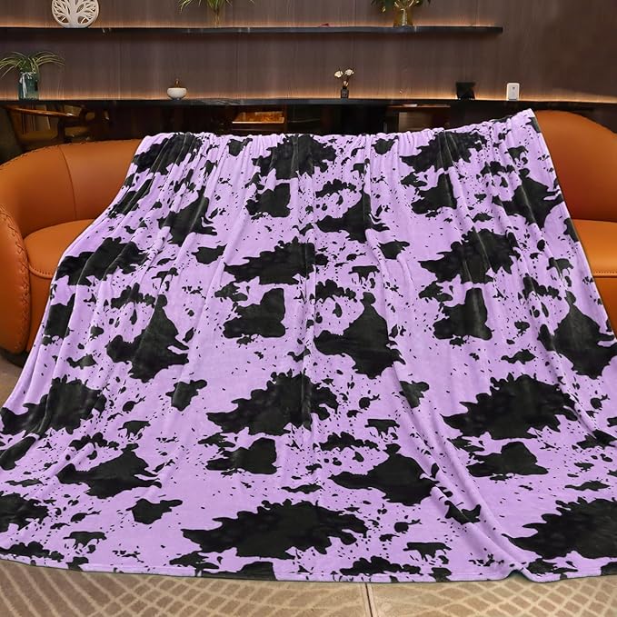 King Size Fleece Blanket for Bed, Oversized Warm Fuzzy Soft Cozy Purple Couch Blanket for Adults & Couples, Extra Large Home Room Decor for All Season, 90x108 inches