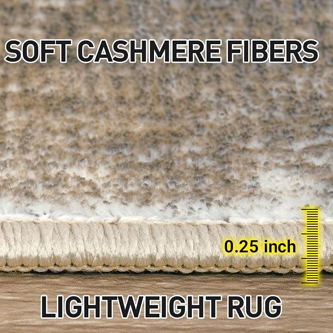 6x9 Area Rugs Washable Rug: Large Modern Abstract Living Room Rug Soft Anti-Skid Thin Carpet Indoor Floor Non-Shedding Carpets for Bedroom Dining Room Farmhouse Nursery Home Office Brown White