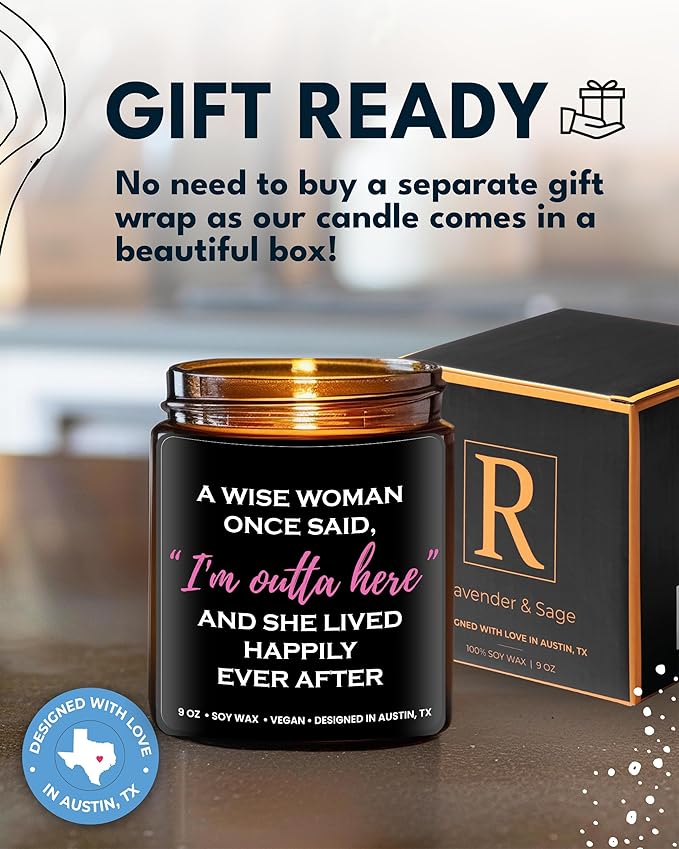 Funny Divorce Candle, Cool Retirement and Divorce Gifts for Women, Best Gift for Women, Unique Farewell Presents for Colleagues Coworker Teacher, Happy Retirement Ideas for Her
