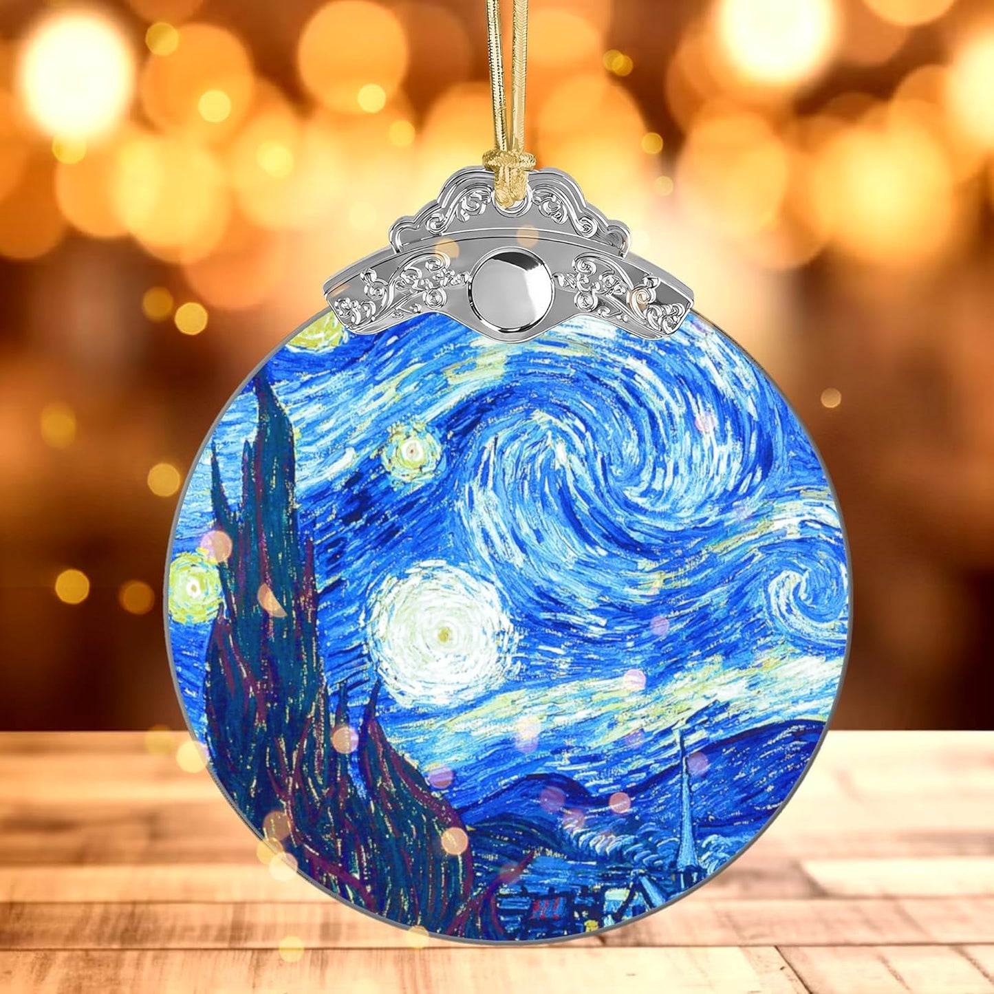Blue Christmas Ornament 2025, Vintage Christmas Ornaments, Large Christmas Ornaments, Starry Night Inspired Holiday Decor, Elegant Tree Decoration (Starry Night)