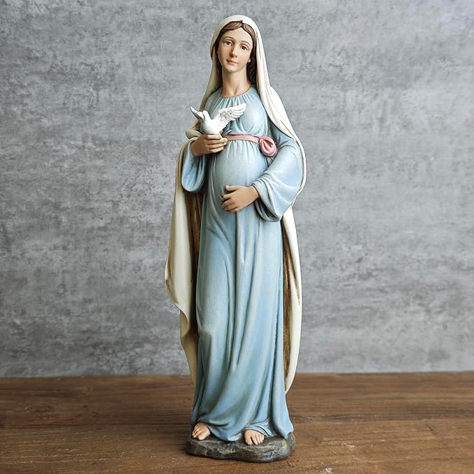 BC Catholic Pregnant Mary Mother Statue, 8.4" H Expectant Mary Figure, Hand Painted Religious Gifts for Pregnant Women,Devoted Home Decor, Classical Renaissance Sculpture by Buildclassic