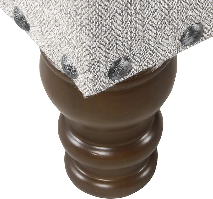 HomePop Large Storage Bench with Nailhead Trim -Gray Woven