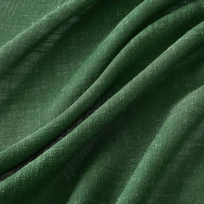 MIULEE Emerald Green Linen Curtains 108 Inches Long for Bedroom Living Room, Soft Thick Linen Textured Window Drapes Semi Sheer Light Filtering Back Tab Rod Pocket Christmas Decor, 2 Panels