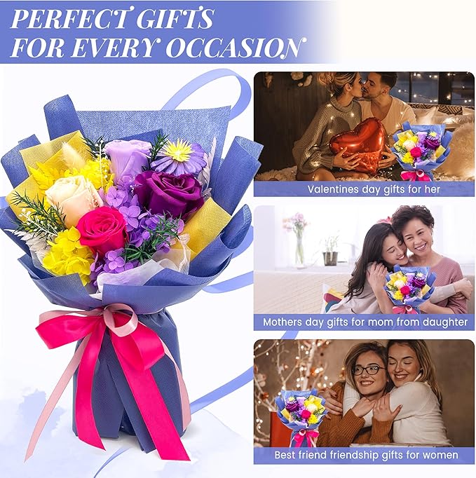 QOEAZY Flowers for Delivery, Preserved Flowers Bouquet with Gift Box, Rose Gifts for Women Mom Grandma