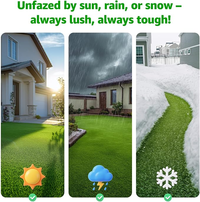 Artificial Grass Outdoor Indoor, 5ft x 10ft Fake Grass Realistic Synthetic Astro Turf Rug with Drainage Holes for Patio Balcony Garden Lawn Landscape Decoration