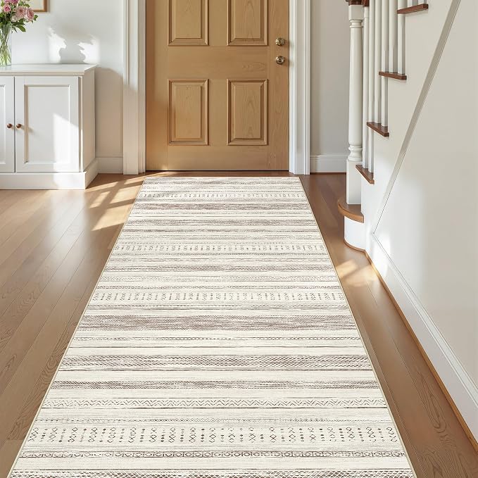 Tortania Area Rug 2x6 Runner Rugs - Washable Soft Neutral Boho Moroccan Farmhouse Rug Indoor Floor Carpet for Living Room Bedroom Kitchen Entryway Under Dining Table Home Office Decor - Beige