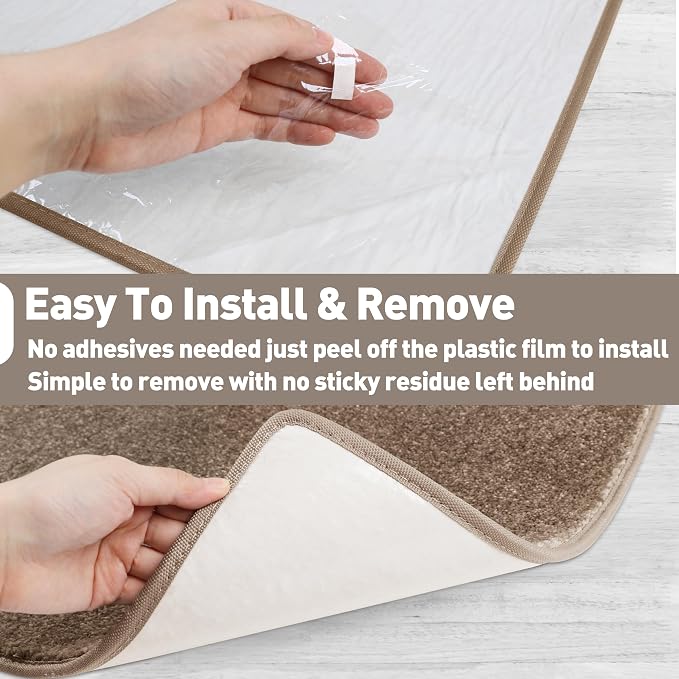 PURE ERA Carpet Stair Treads Tape Free Non Slip Indoor Stair Carpet Stair Protectors Pet-Friendly Non-Slip Skid Resistant Washable Reusable 8" x 30"(2 Pieces,Camel Brown)