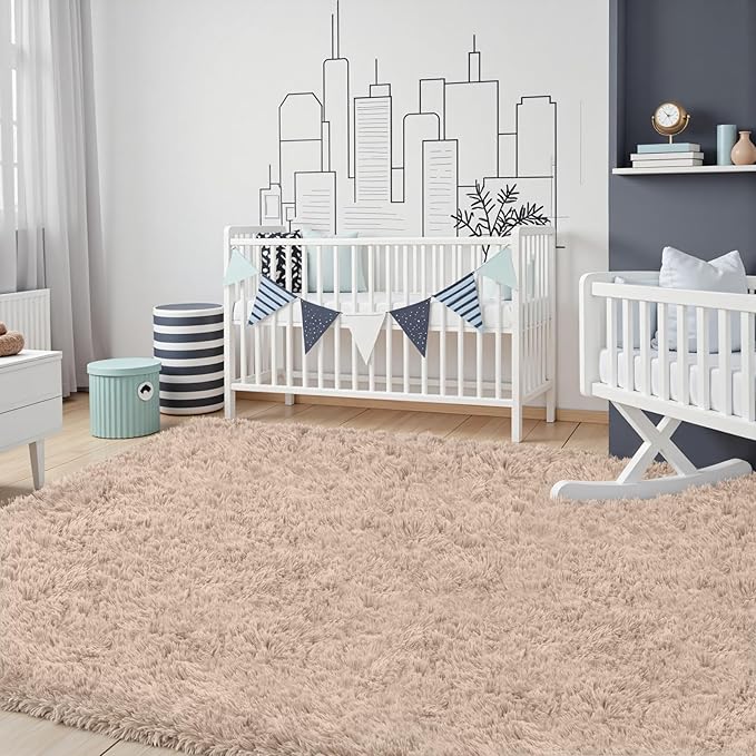 8x10 Area Rug for Living Room, Ultra Soft Fluffy Shag Rugs for Bedroom, Non-Slip Large Fuzzy Plush Rug Indoor Floor Carpet for Nursery Kids Office Dorm Modern Decor, Camel