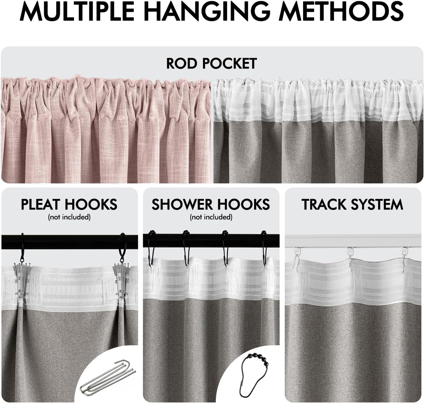 MIULEE Baby Pink 100% Blackout Linen Curtain 120 Inch 2 Panel Set Double Sided No Coating Pinch Pleated Back Tab Black out 10 FT Extra Long Thermal Insulated Bedroom Living Room Darkening Window Drape