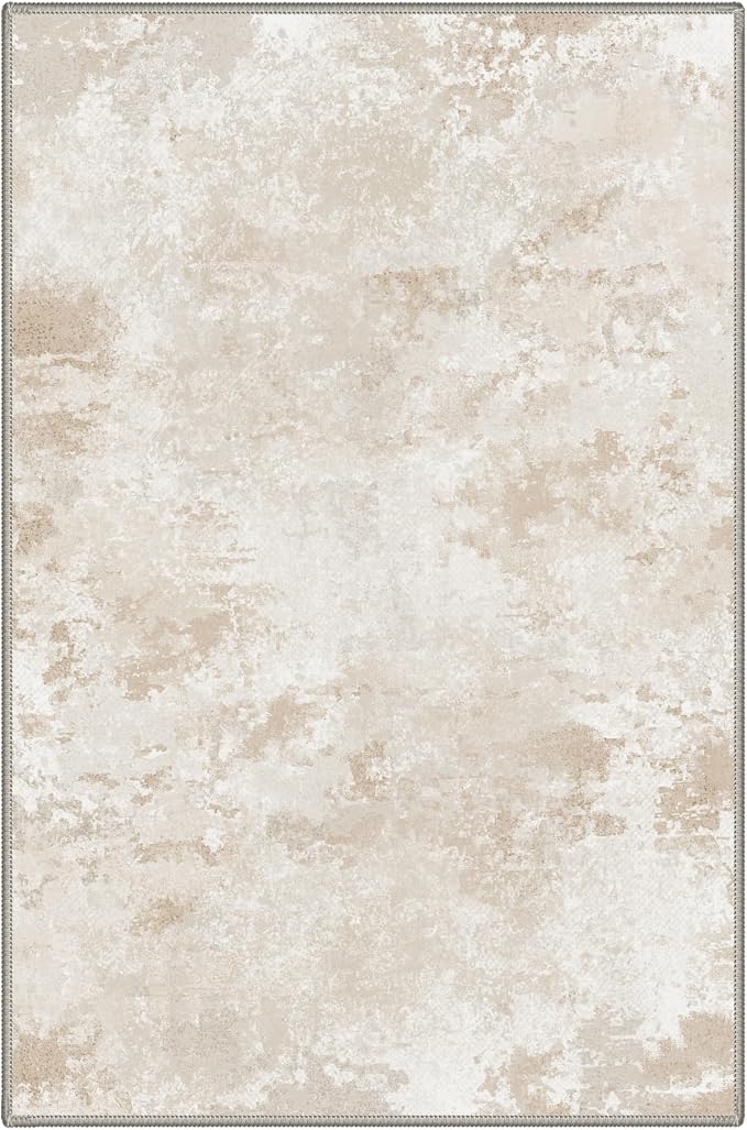 BEIMO 2X3 Rugs for Entryway Entrance Kitchen Bathroom, Machine Washable Modern Abstract Soft Area Rug Door Mat, Indoor Floor Carpet with Non Slip Rubber Backing, Beige White