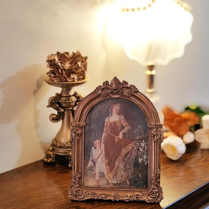 Bronze Antique Picture Frames 4x6 Ornate Arched Vintage Picture Frames with Glass Front for Wall Hanging and Tabletop Photo Gallery Wall Decor Vintage Home Decor