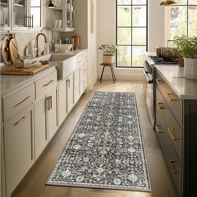 Machine Washable Hallway Runner Rug: 2'x6' Kitchen Rugs Soft Non-Slip Low Pile Vintage Boho Carpet Runners for Indoor Entryway Kitchen Bedside Bedroom Bathroom Farmhouse Decor