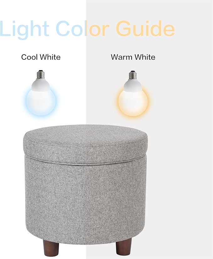 HomePop 19" Round Storage Ottoman - Light Gray Tweed