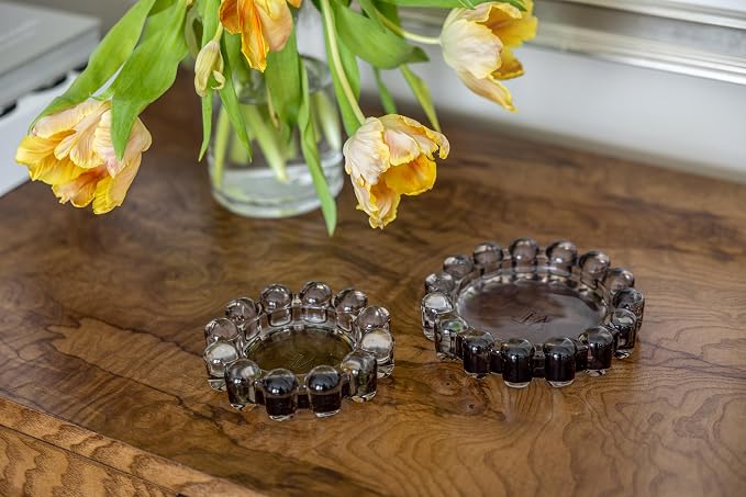 Original Bubble Candle Dish Large by Alice Lane – Smoky Glass Decorative Candle Holder for Home Decor, Large Candles & Diffusers