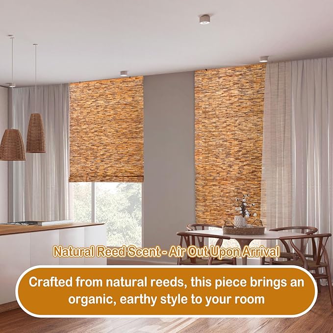 DoubleFill 2 Pcs Bamboo Shades Outdoor Reed Roll Up Blinds 36" W x 72" H Blackout Sunshade Cordless Bamboo Blinds for Home Porch, Patio & Windows Decor Shutters Sunlight Privacy Screen(Carbon Brown)