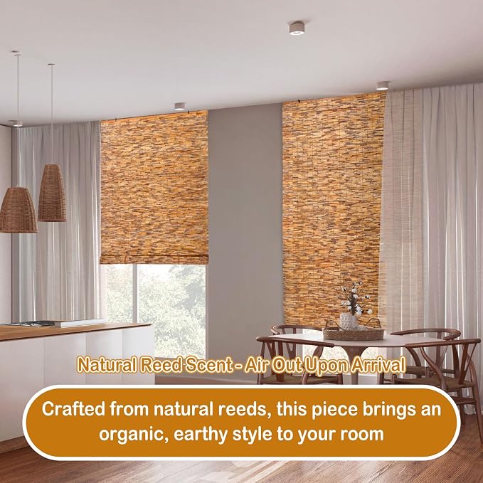 DoubleFill 2 Pcs Bamboo Shades Outdoor Reed Roll Up Blinds 48" W x 72" H Blackout Sunshade Cordless Bamboo Blinds for Home Porch, Patio & Windows Decor Shutters Sunlight Privacy Screen(Carbon Brown)