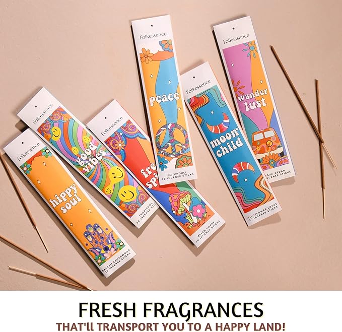 Folkulture Incense Sticks (120 Sticks) | Set of 6 Premium Best Smelling Incense for Negative Energy Cleansing Home | No Charcoal, Organic, Non Toxic, 45 Mins BurnTime Balsam Cedarwood Insence-Sticks