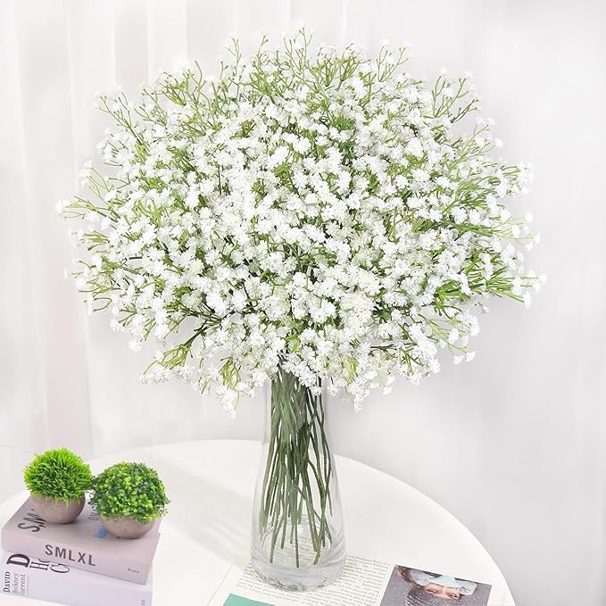 120 Pcs Baby Breath Artificial Flowers Bulk，White Artificial Flowers Artificial Baby Breath Gypsophila Flowers para Decoracion for Wedding Party Home Decoration (120 PCS)